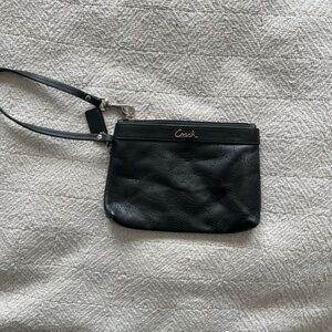 Coach Black Leather Clutch Wristlet